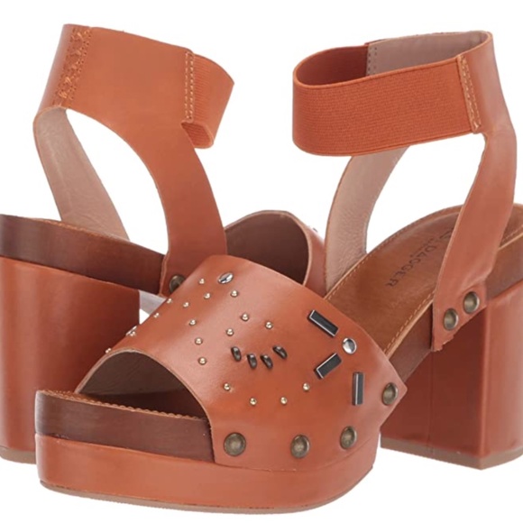 Kelsi Dagger Shoes - Kelsi Dagger Studded Block Heel Sandal in Chestnut Brown | Frida Heeled Sandal